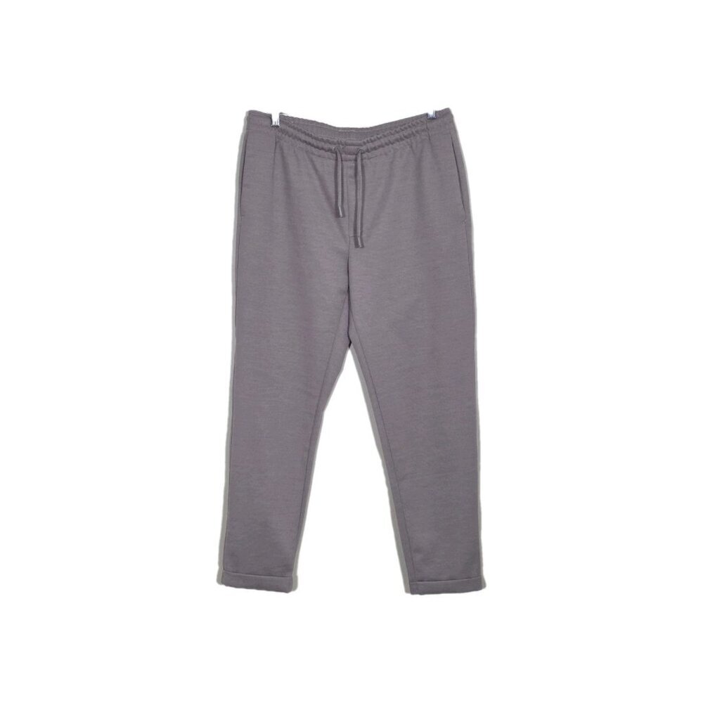 Zara Textured Knit Jogger Pants Mens L Beige Pique Drawstrings Minimalist Grunge